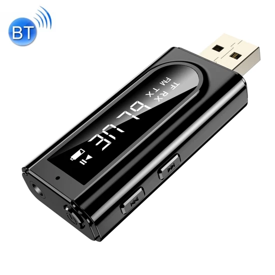 Vezeték nélküli Bluetooth 5.0 audio adó-vevő (transmitter & receiver) kijelzővel (K9)