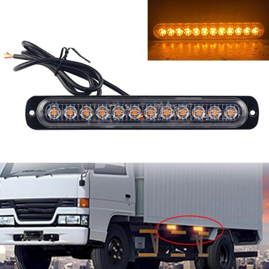 Autós villogó figyelmeztető lámpa (sárga) DC 12V-24V/36W (12 LED)