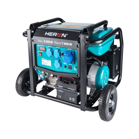 HERON benzinmotoros áramfejlesztő, 8000 VA, 230V, hordozható (8896145)
