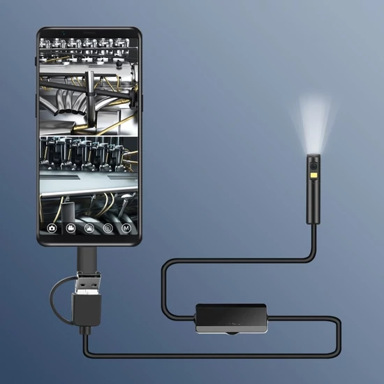 Endoszkóp kamera 8mm, duál kamerával, Android, 10 méter