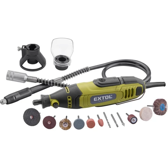 Extol Craft 135W mini köszörű és fúrógép készlet 210 tartozékkal és flexibilis szárral