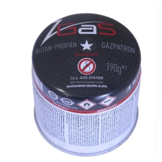 Kemping propán-bután gázpalack biztonsági szelepes 190gr