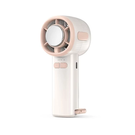Hordozható kézi ventilátor, USB újratölthető, digitális kijelzős, 3 sebességes (fehér)