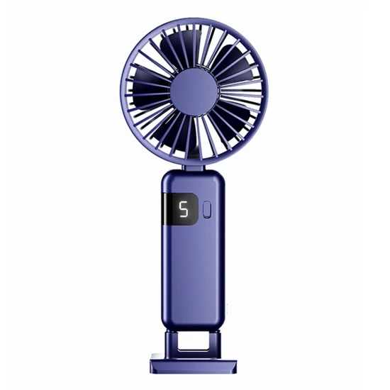 Hordozható ventilátor, összecsukható, digitális kijelzős, USB töltéssel (kék)
