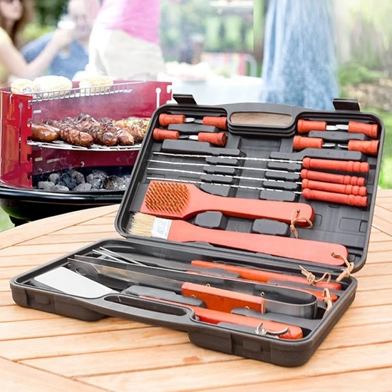 Grillező barbecue bőrönd profi német 18 részes készlet kofferben szállítva InnovaGoods Home Garden