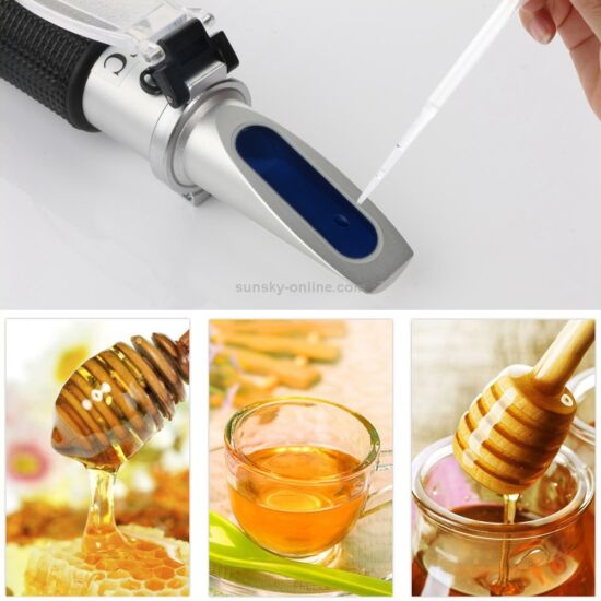 Kézi refraktométer méz cukor- és víztartalmának mérésére (Brix 58-90%, víz 12-27%)
