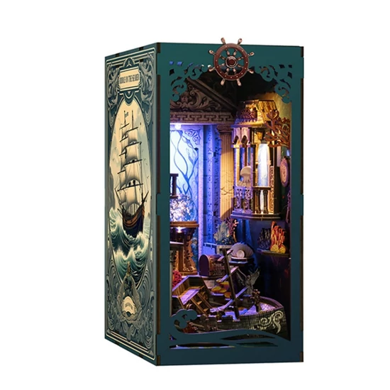 Miniatűr ház DIY 3D fa puzzle könyvkuckó könyvtámasz (Tenger alatti fantázia világ)