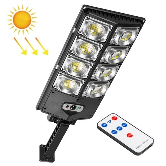 Napelemes utcai lámpa, kétsoros solar kerti világítás (W789A-4 LED)