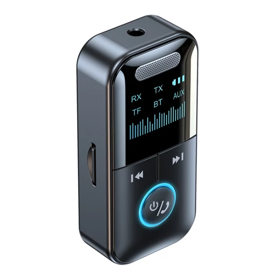 Vezeték nélküli Bluetooth 5.4 audio adó-vevő (transmitter & receiver) kijelzővel, MP3 lejátszó (GT69)